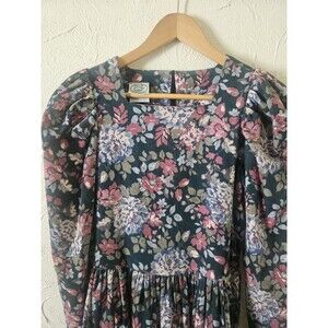 Laura Ashley Vintage Floral Print Prairie Dress Size 8 100% Cotton
